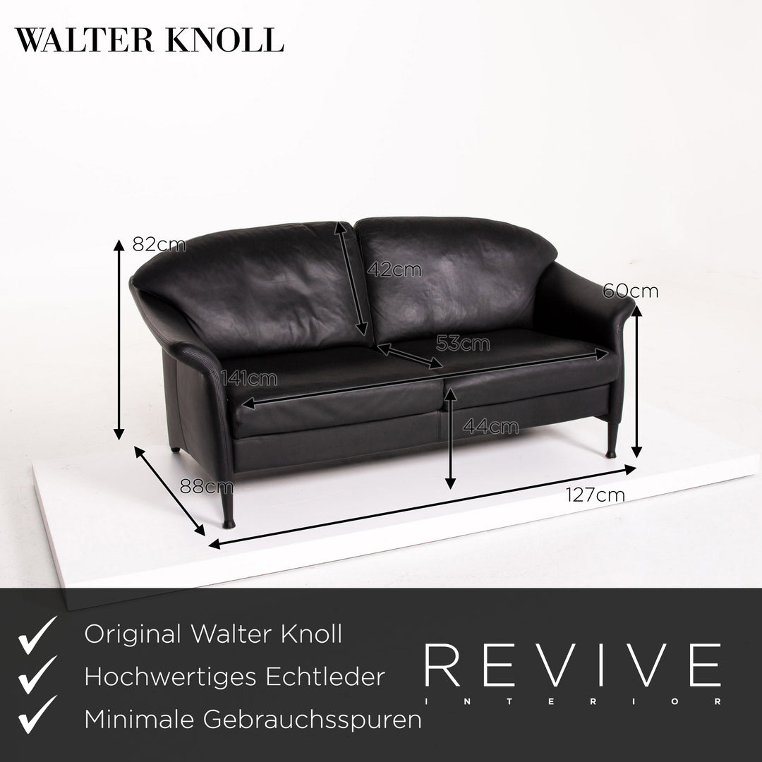 Walter Knoll Leder Sofa Schwarz Zweisitzer Couch #13924