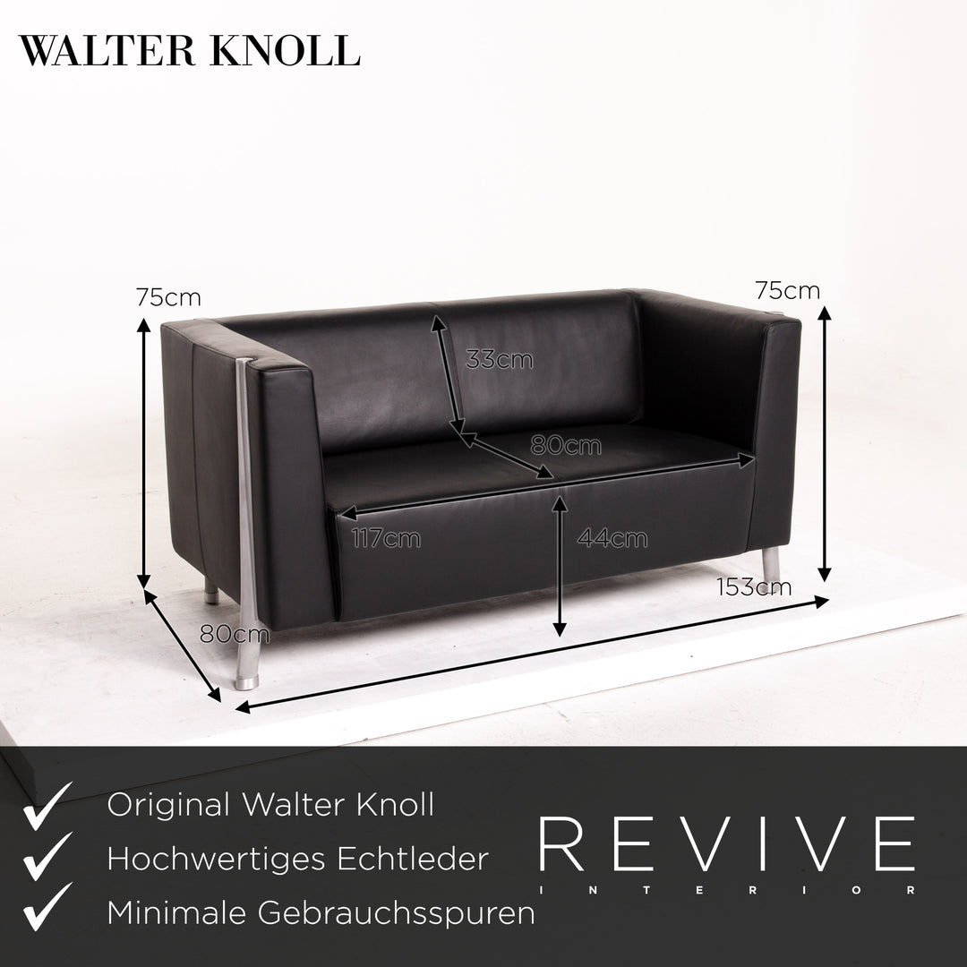 Walter Knoll Leather Sofa Black Two Seater Couch #14858