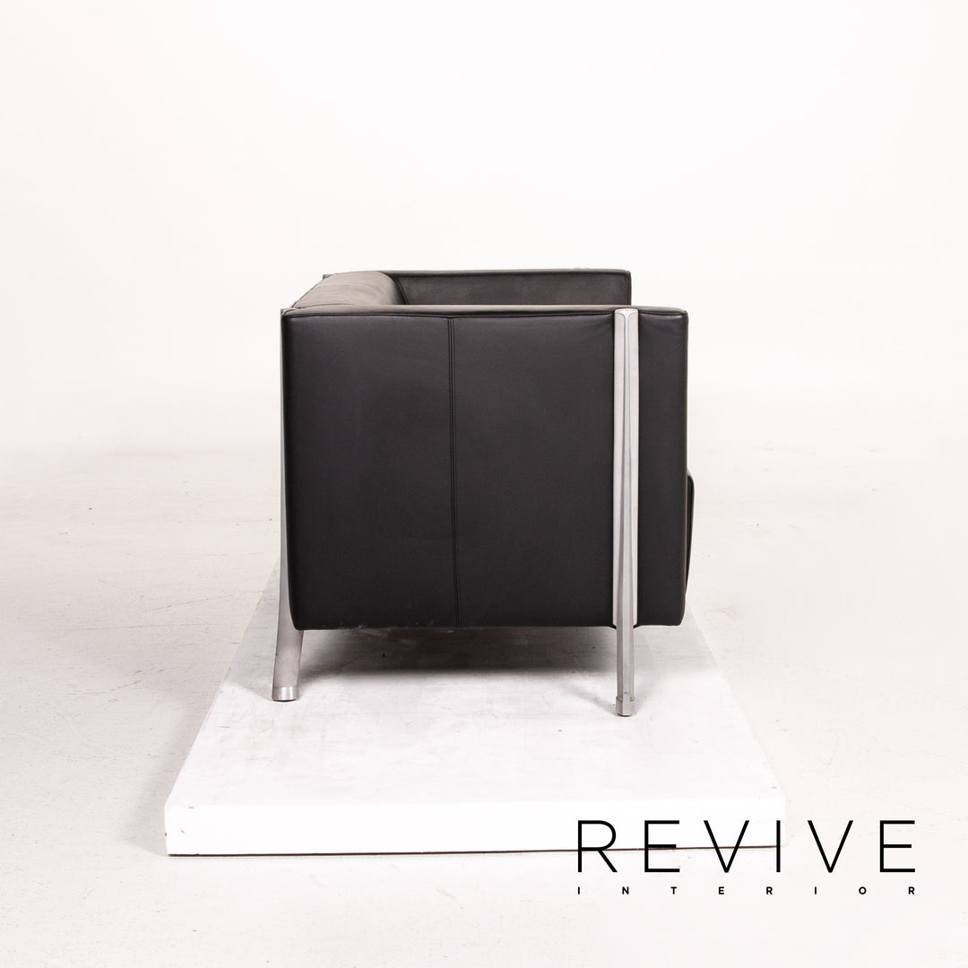 Walter Knoll Leather Sofa Black Two Seater Couch #14858