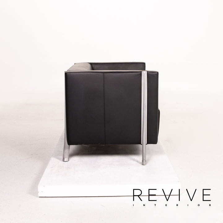 Walter Knoll Leather Sofa Black Two Seater Couch #14858