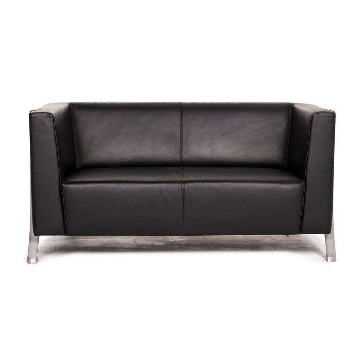 Walter Knoll Leather Sofa Black Two Seater Couch #14858