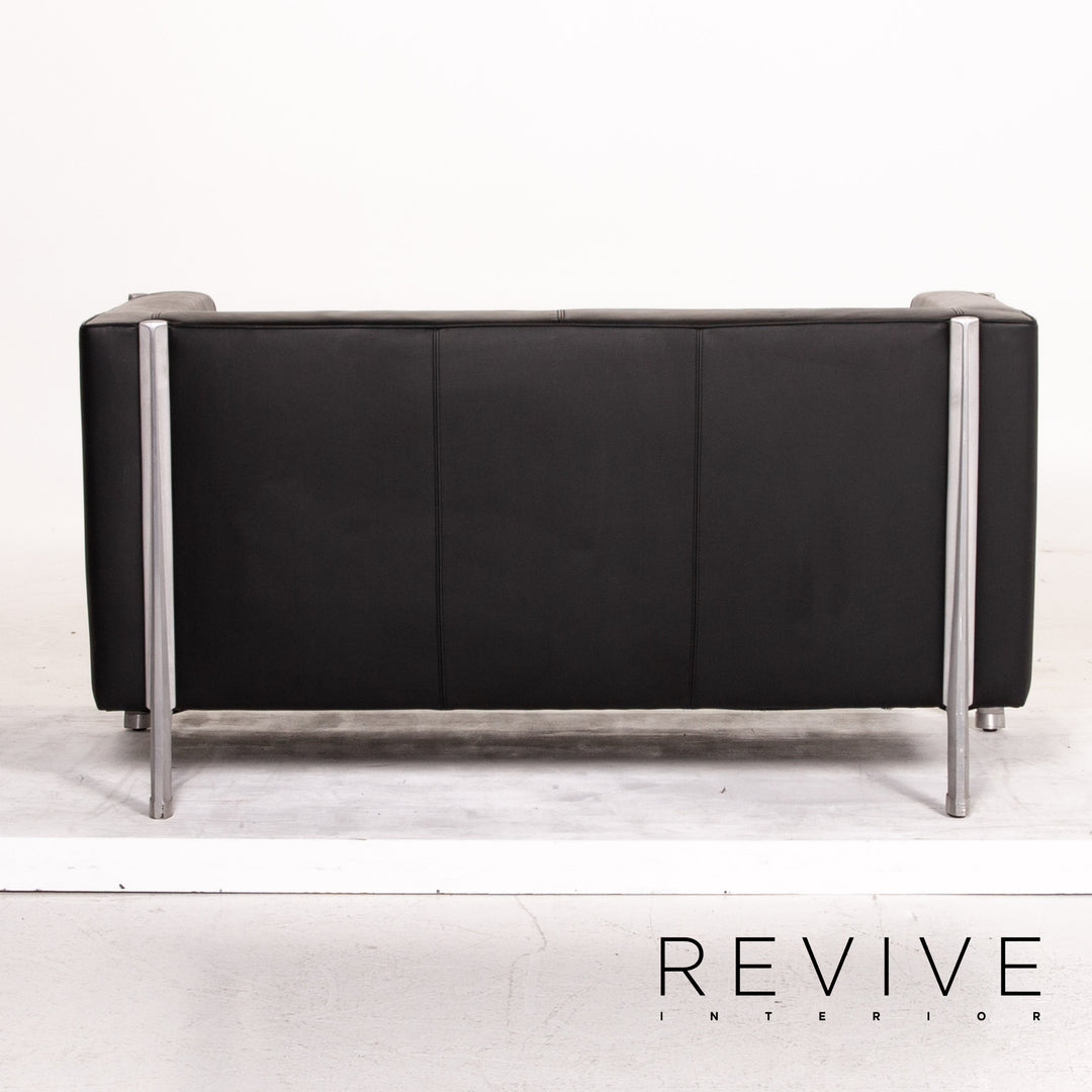 Walter Knoll Leather Sofa Black Two Seater Couch #14858