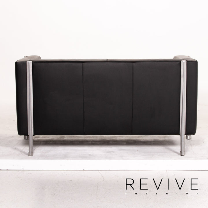 Walter Knoll Leather Sofa Black Two Seater Couch #14858