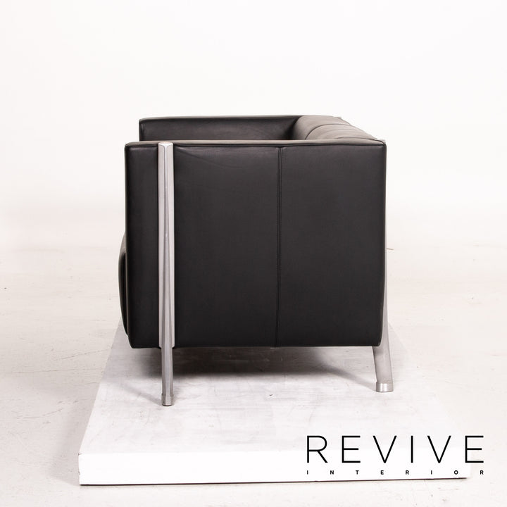 Walter Knoll Leather Sofa Black Two Seater Couch #14858