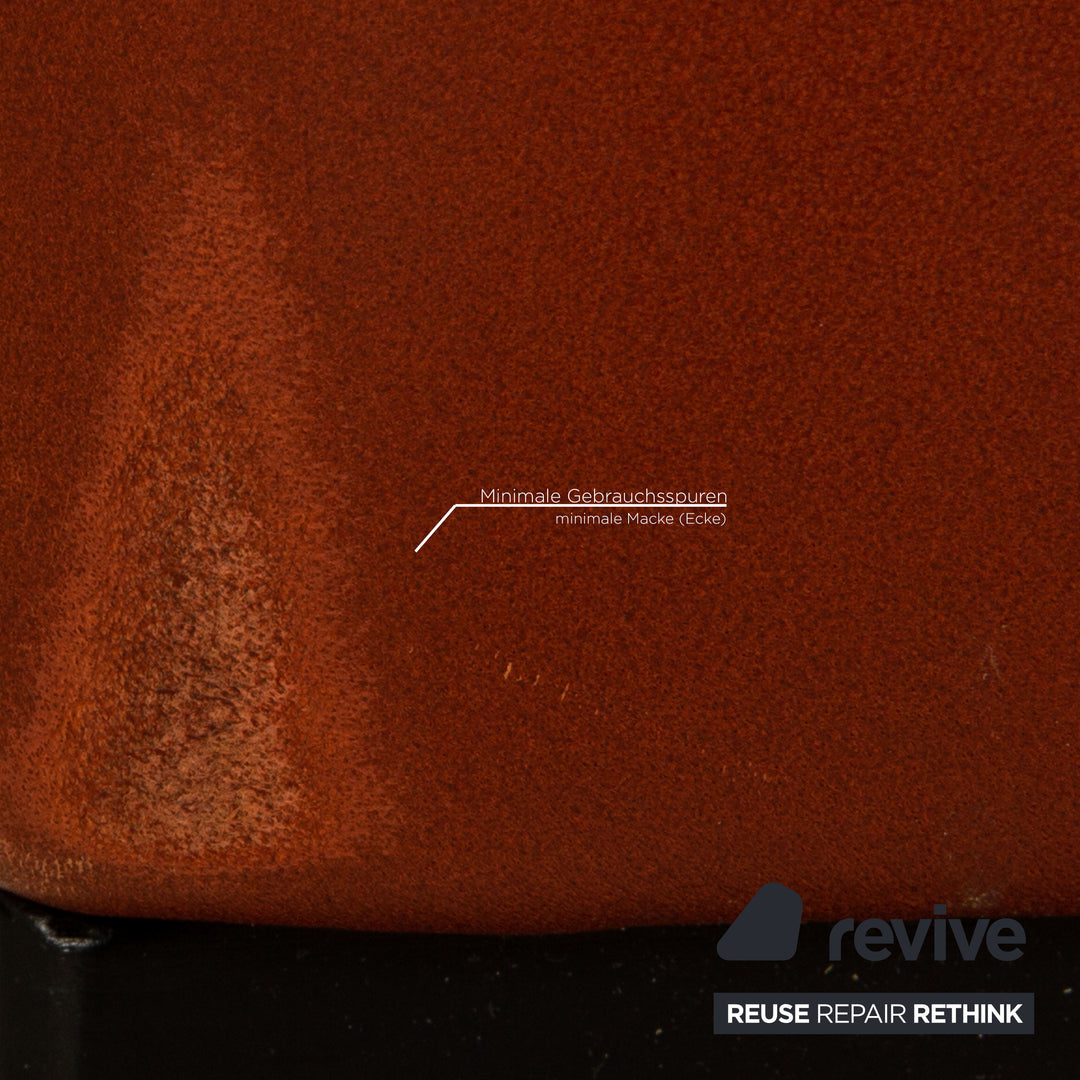 Walter Knoll leather two-seater rust brown sofa couch