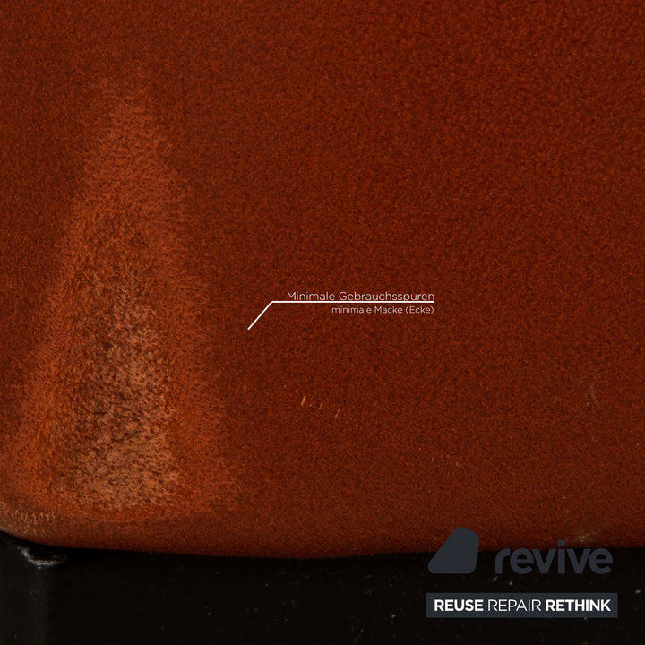 Walter Knoll leather two-seater rust brown sofa couch