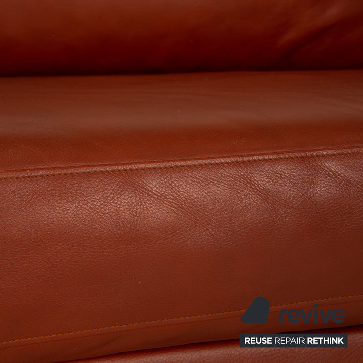 Walter Knoll leather two-seater rust brown sofa couch