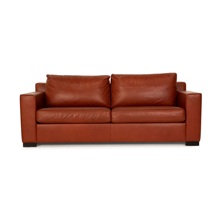 Walter Knoll leather two-seater rust brown sofa couch