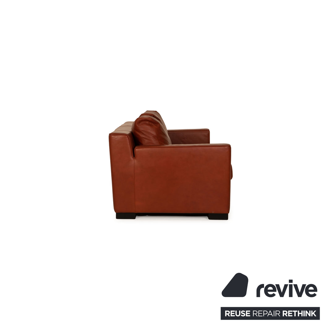 Walter Knoll leather two-seater rust brown sofa couch