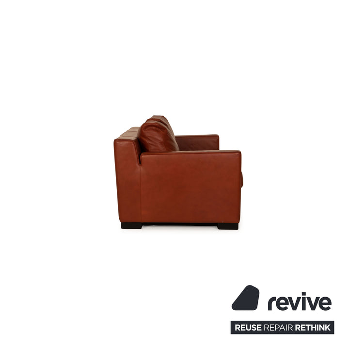 Walter Knoll leather two-seater rust brown sofa couch