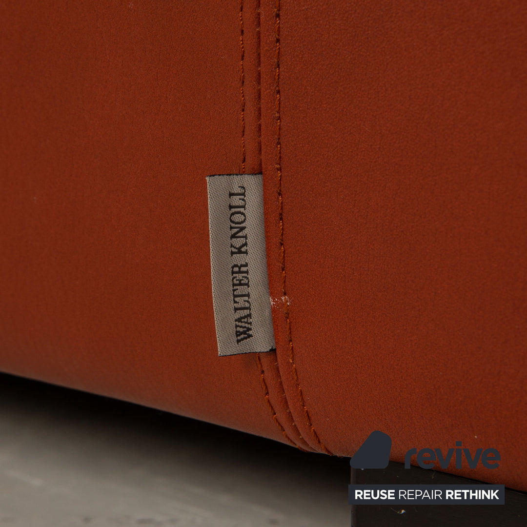 Walter Knoll leather two-seater rust brown sofa couch