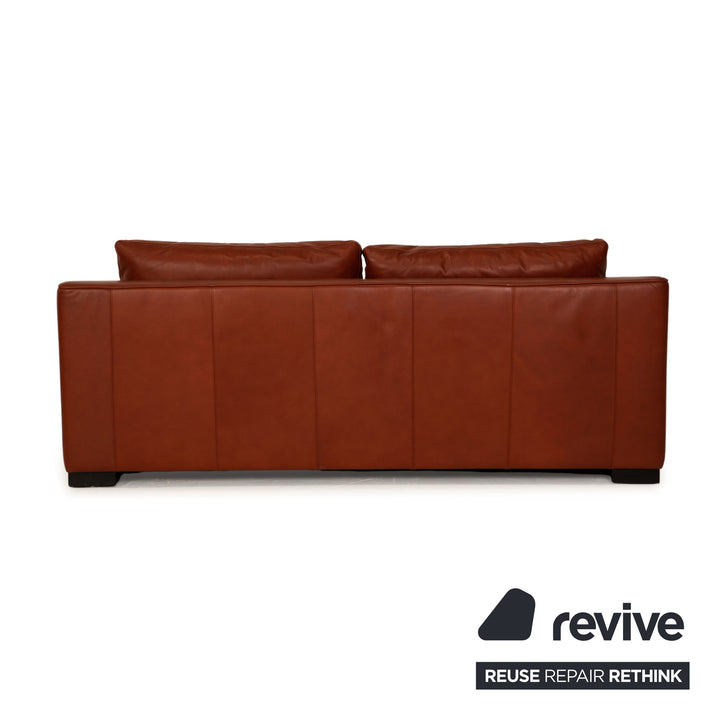Walter Knoll leather two-seater rust brown sofa couch