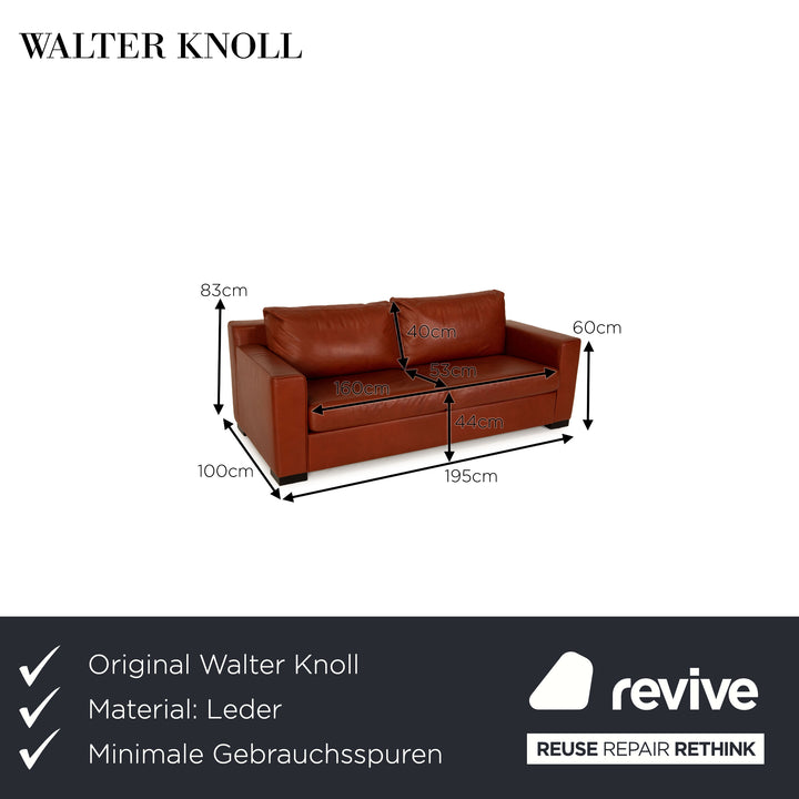 Walter Knoll leather two-seater rust brown sofa couch