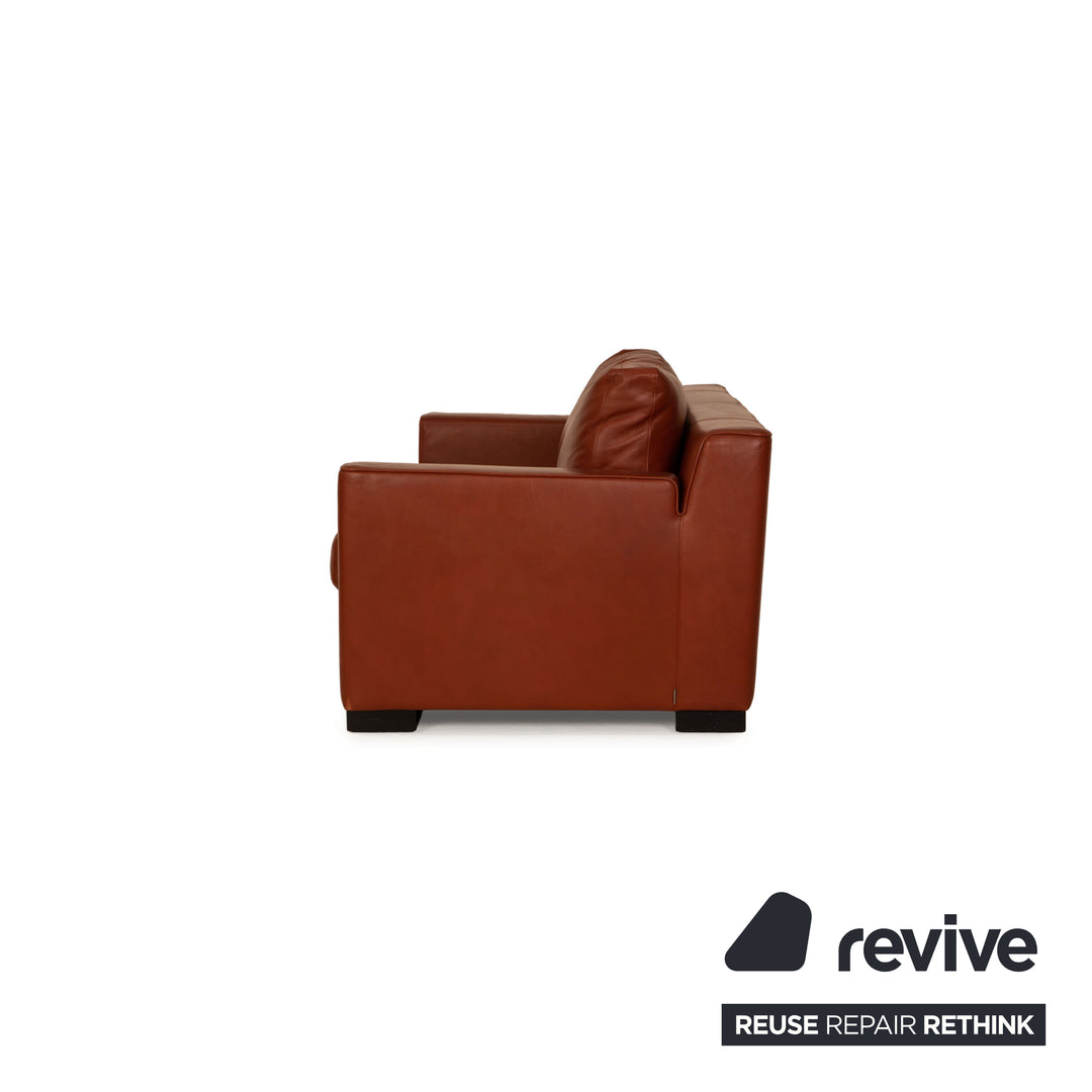 Walter Knoll leather two-seater rust brown sofa couch