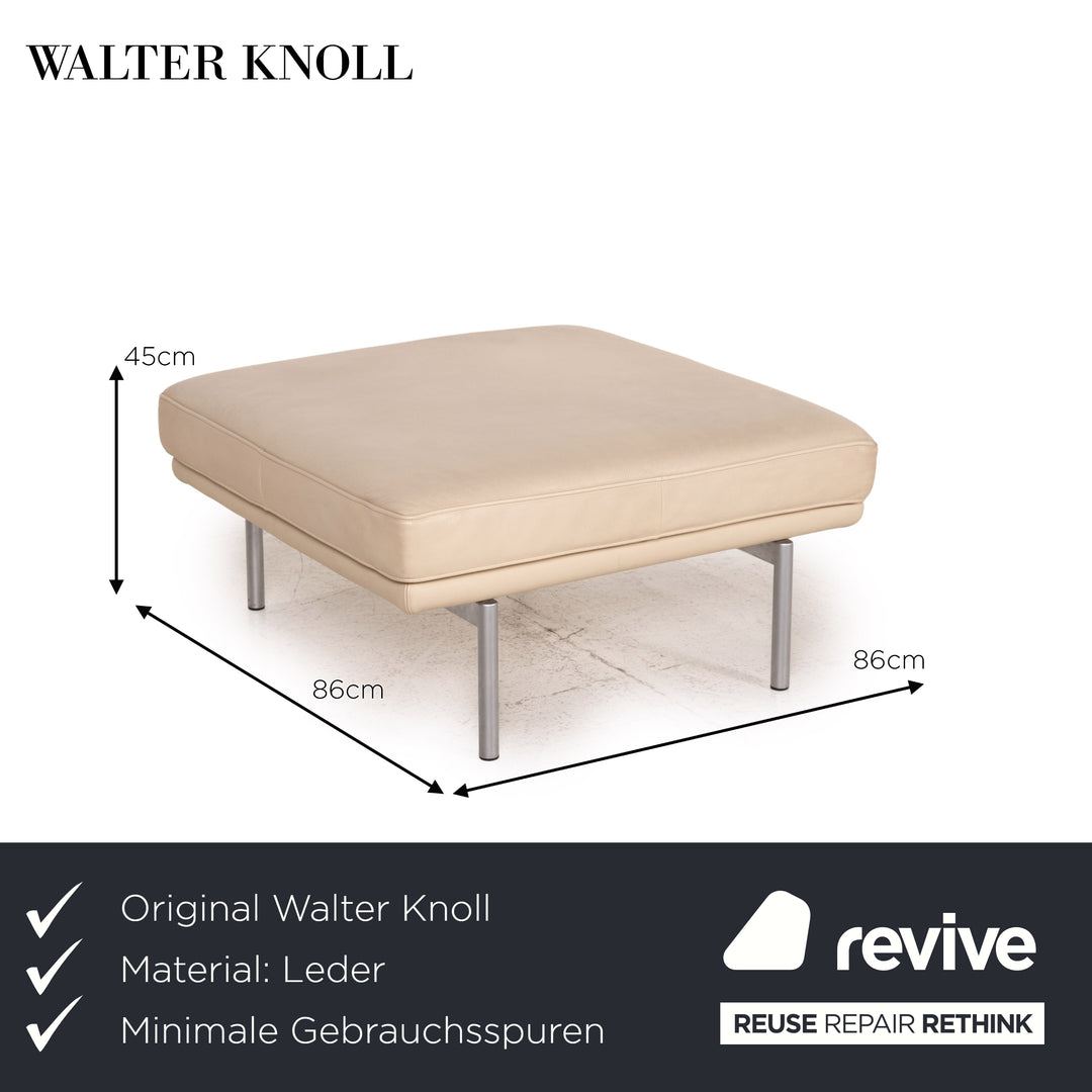 Walter Knoll Living Platform Leather Stool Beige Grey