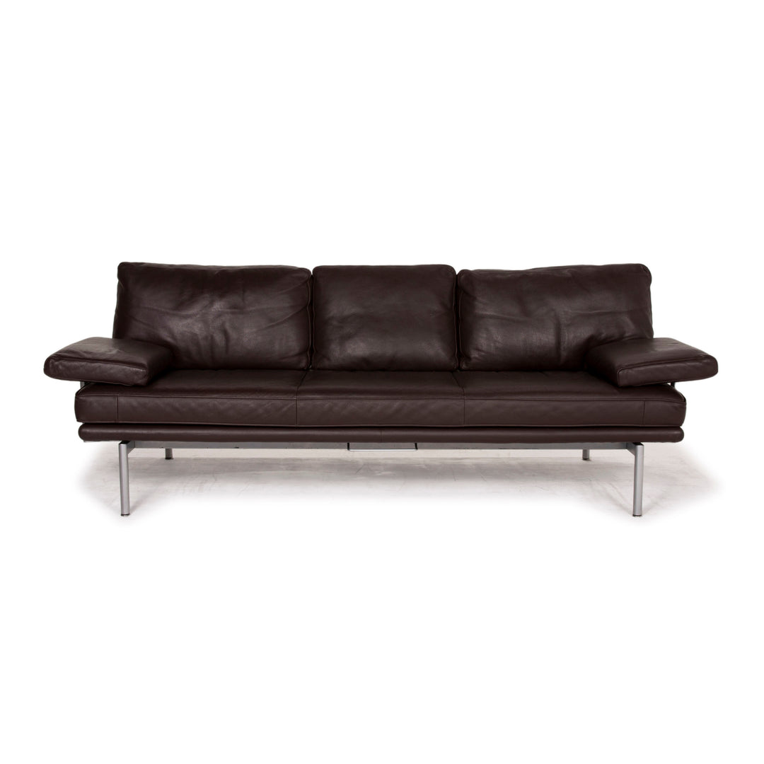 Walter Knoll Living Platform Leather Sofa Brown Three Seater Function Dark Brown