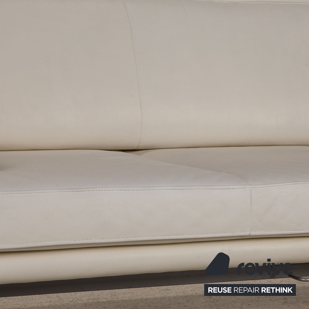 Walter Knoll Living Platform Leder Sofa Creme Dreisitzer Couch Funktion