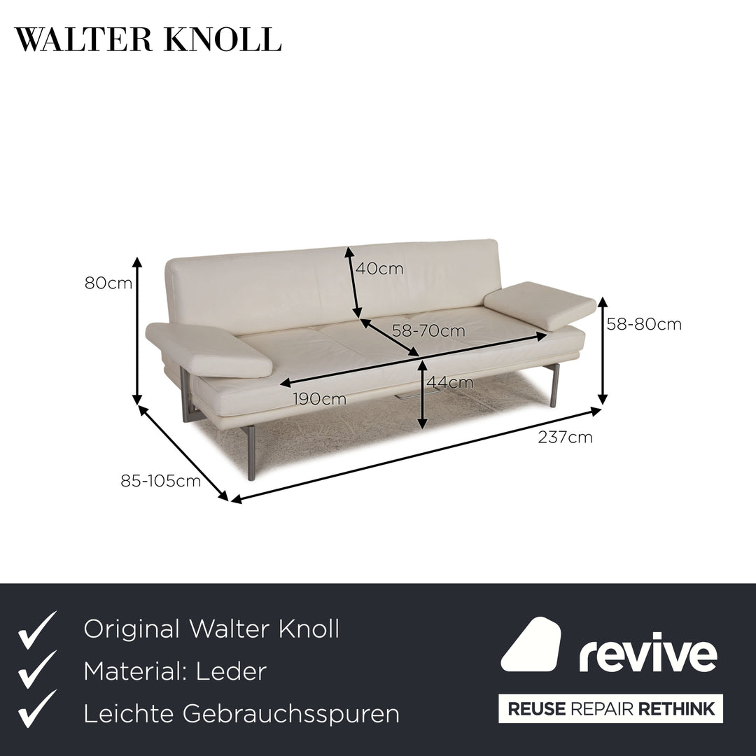 Walter Knoll Living Platform leather sofa cream three-seater couch function