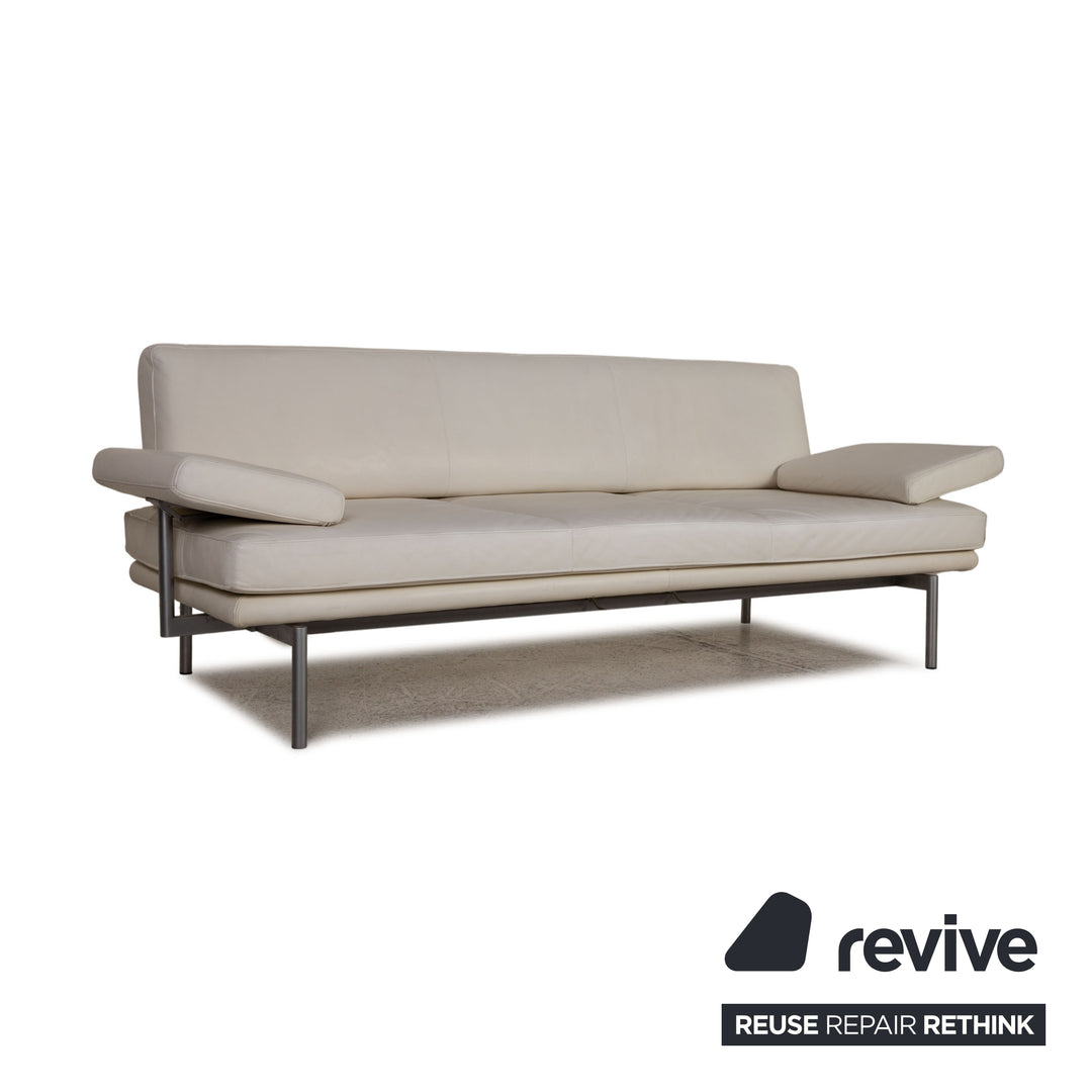 Walter Knoll Living Platform Leder Sofa Creme Dreisitzer Couch Funktion