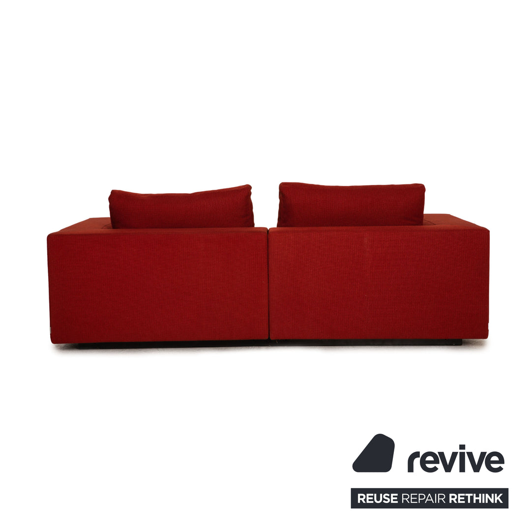 Walter Knoll Living Landscape 755 & Space Stoff Sofa  Garnitur Rot Zweisitzer Hocker