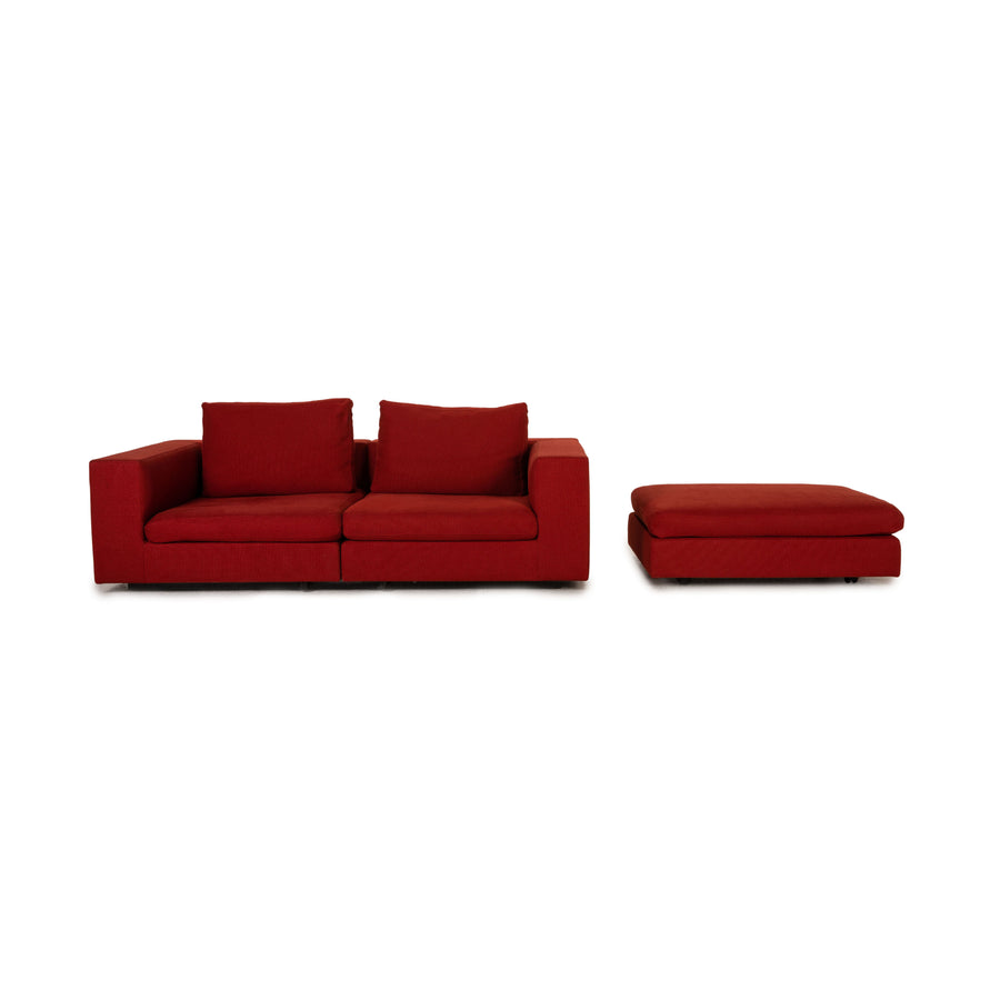 Walter Knoll Living Landscape 755 & Space Stoff Sofa  Garnitur Rot Zweisitzer Hocker
