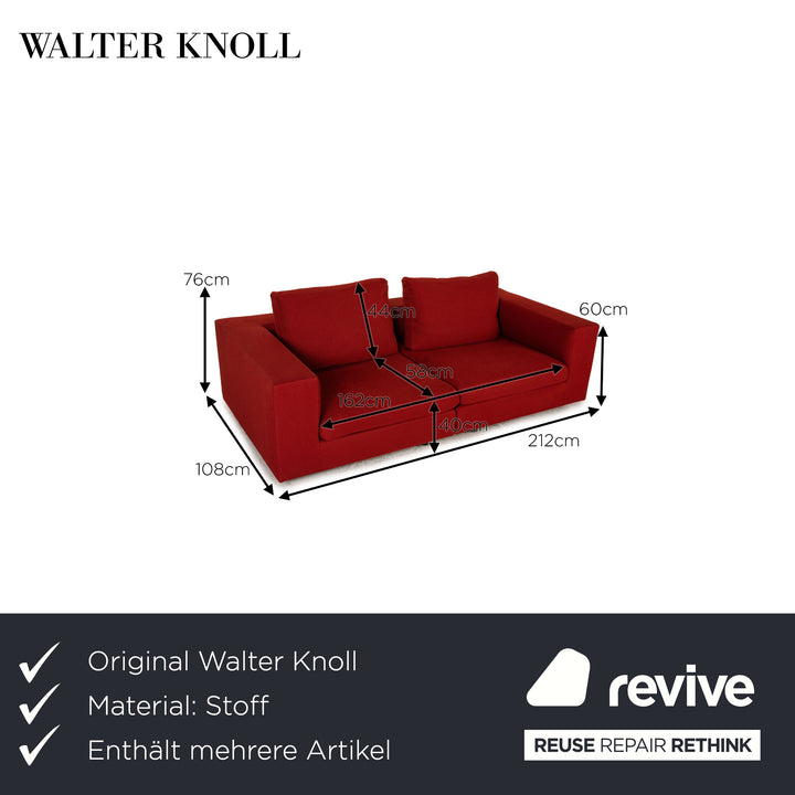 Walter Knoll Living Landscape 755 & Space Stoff Sofa  Garnitur Rot Zweisitzer Hocker