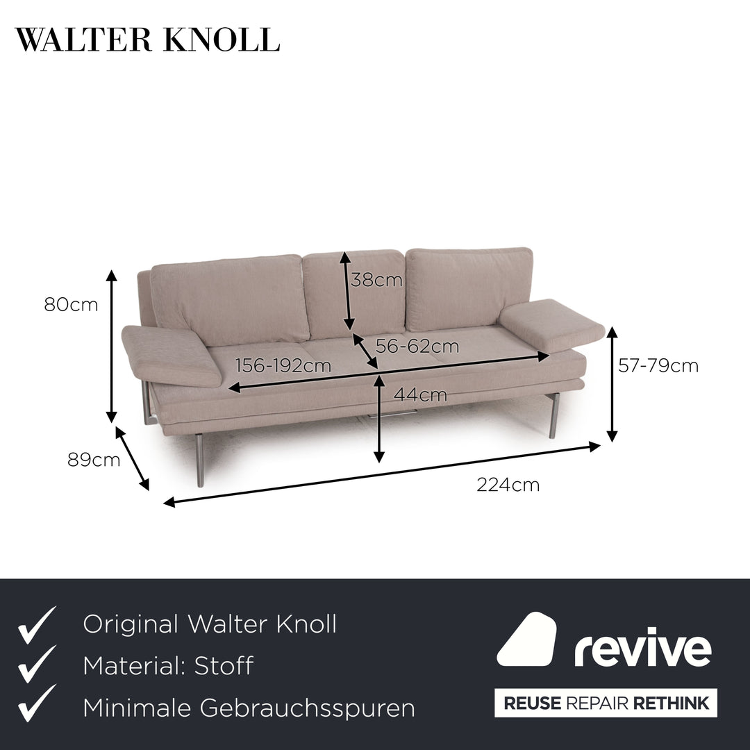 Walter Knoll Living Platform Stoff Sofa Grau Dreisitzer Couch