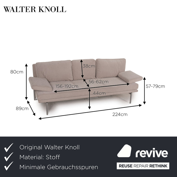 Walter Knoll Living Platform Stoff Sofa Grau Dreisitzer Couch