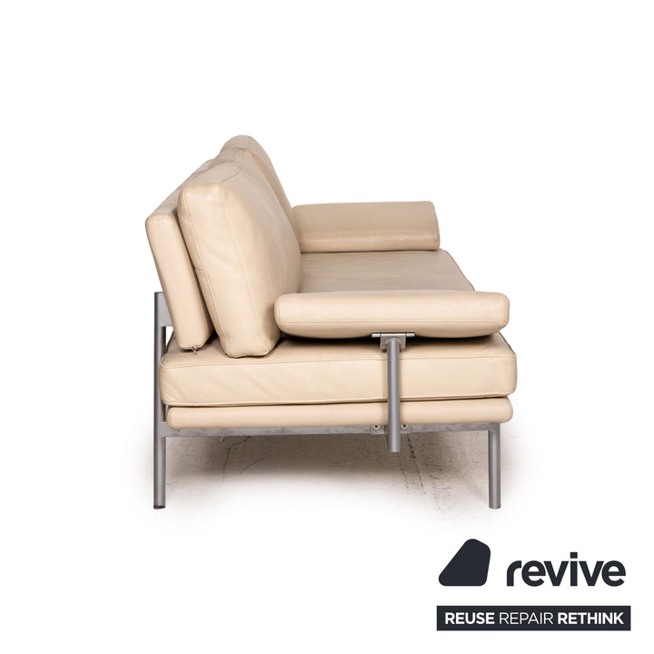 Walter Knoll Living Plattform Leder Sofa Garnitur Beige 1x Dreisitzer 1x Hocker