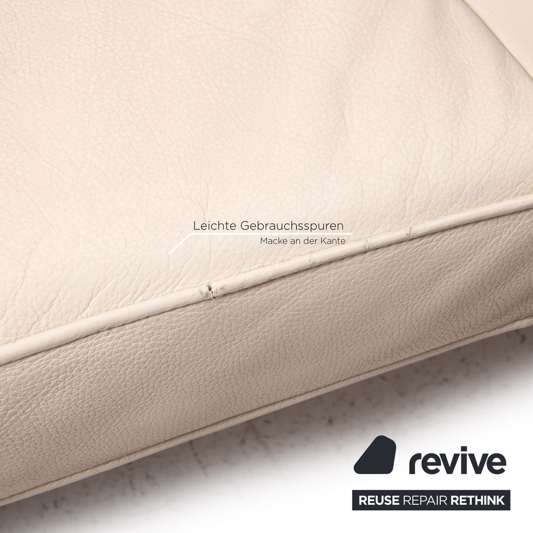 Walter Knoll Living Plattform Leder Sofa Garnitur Beige 1x Dreisitzer 1x Hocker
