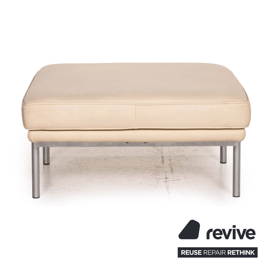 Walter Knoll Living Plattform Leder Sofa Garnitur Beige 1x Dreisitzer 1x Hocker