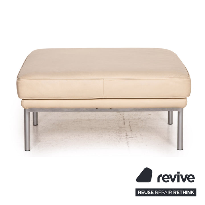 Walter Knoll Living Plattform Leder Sofa Garnitur Beige 1x Dreisitzer 1x Hocker