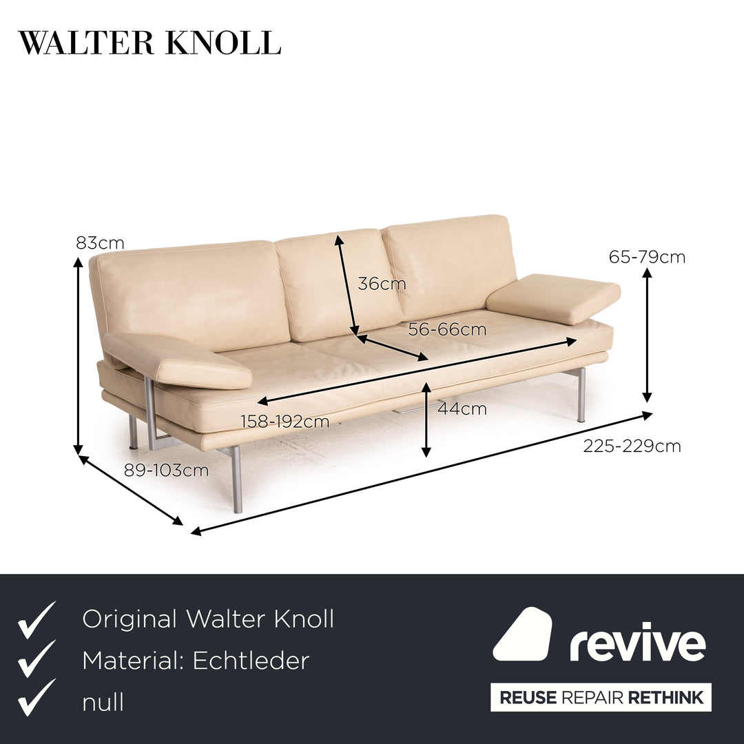 Walter Knoll Living Plattform Leder Sofa Garnitur Beige 1x Dreisitzer 1x Hocker