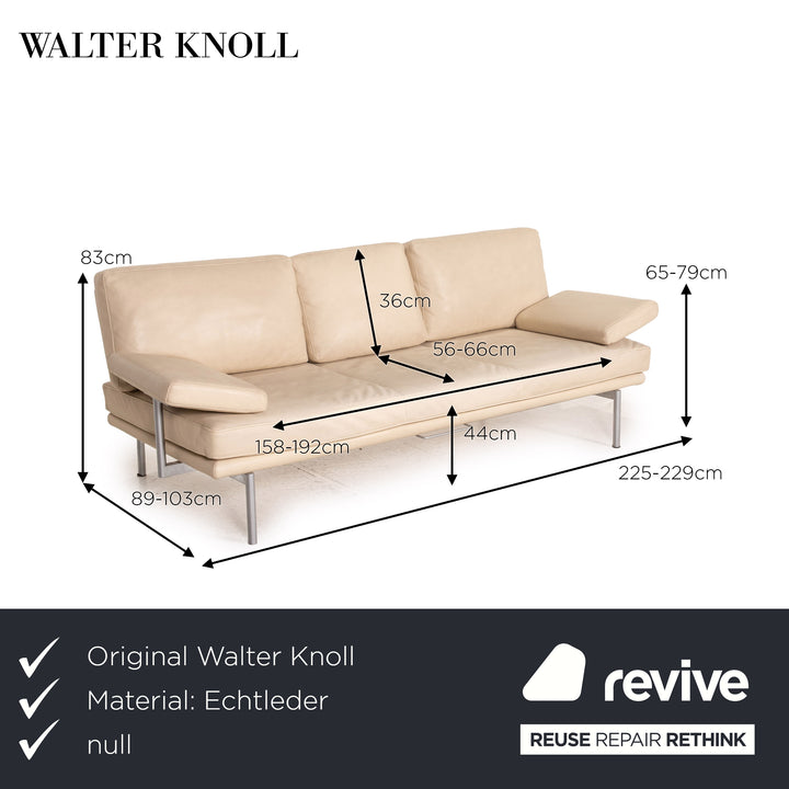 Walter Knoll Living Plattform Leder Sofa Garnitur Beige 1x Dreisitzer 1x Hocker