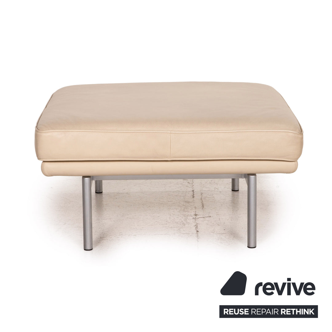 Walter Knoll Living Plattform Leder Sofa Garnitur Beige 1x Dreisitzer 1x Hocker