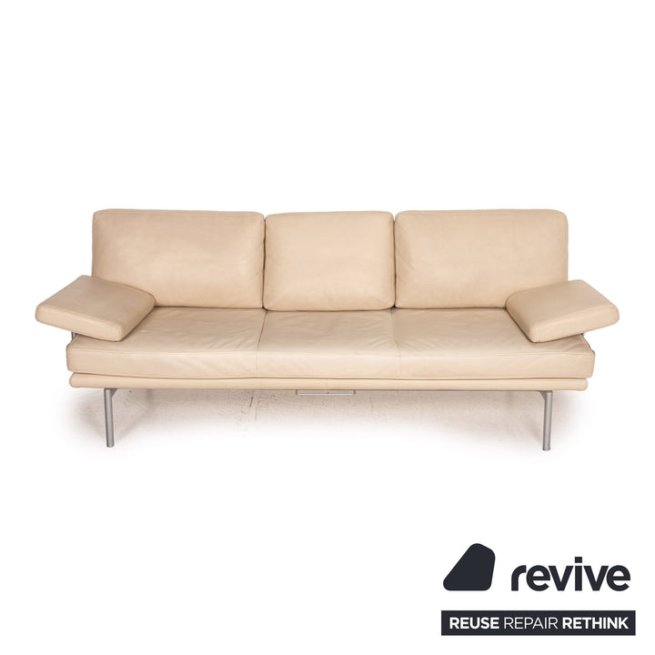 Walter Knoll Living Plattform Leder Sofa Garnitur Beige 1x Dreisitzer 1x Hocker