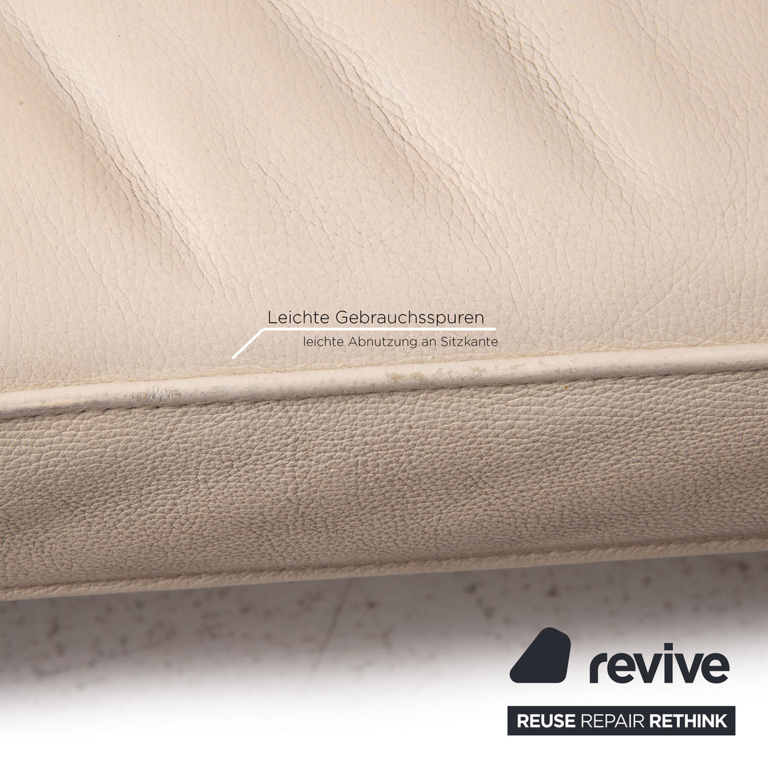 Walter Knoll Living Plattform Leder Sofa Garnitur Beige 1x Dreisitzer 1x Hocker