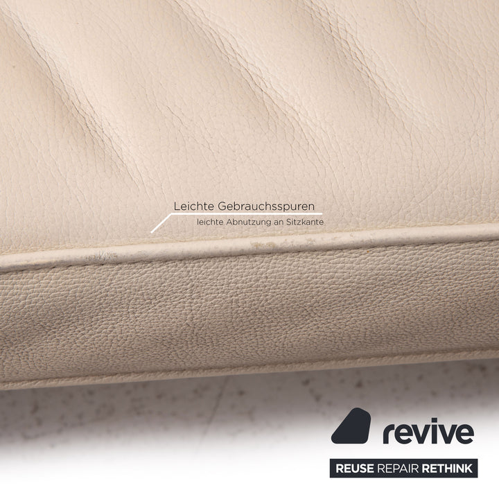 Walter Knoll Living Plattform Leder Sofa Garnitur Beige 1x Dreisitzer 1x Hocker