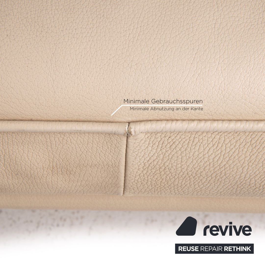 Walter Knoll Living Plattform Leder Sofa Garnitur Beige 1x Dreisitzer 1x Hocker