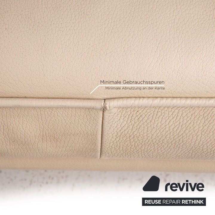 Walter Knoll Living Plattform Leder Sofa Garnitur Beige 1x Dreisitzer 1x Hocker