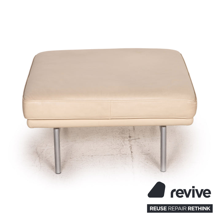 Walter Knoll Living Plattform Leder Sofa Garnitur Beige 1x Dreisitzer 1x Hocker