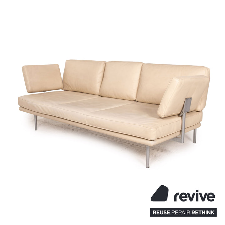 Walter Knoll Living Plattform Leder Sofa Garnitur Beige 1x Dreisitzer 1x Hocker