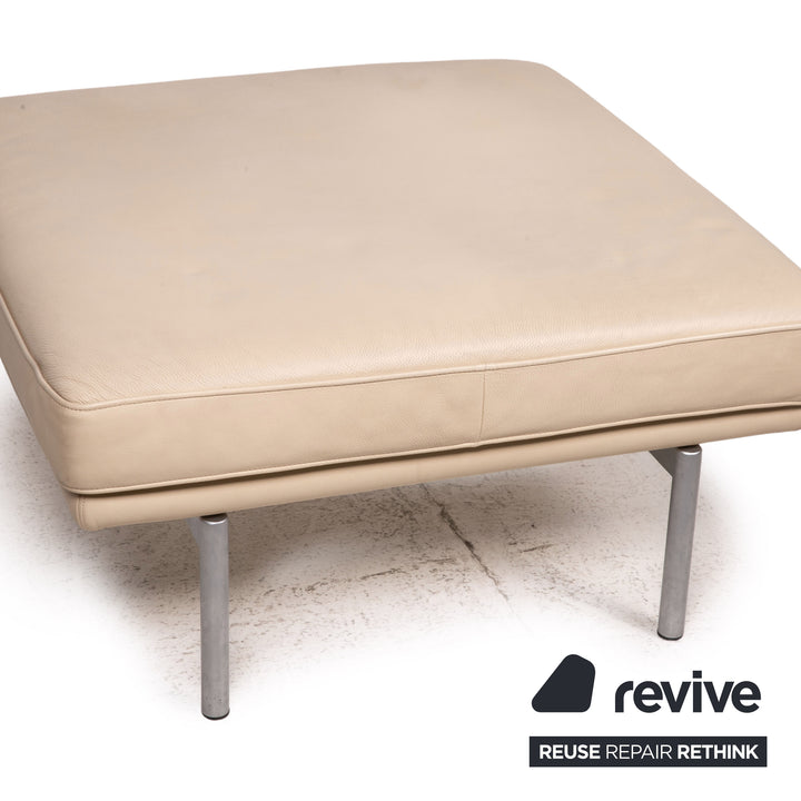 Walter Knoll Living Plattform Leder Sofa Garnitur Beige 1x Dreisitzer 1x Hocker