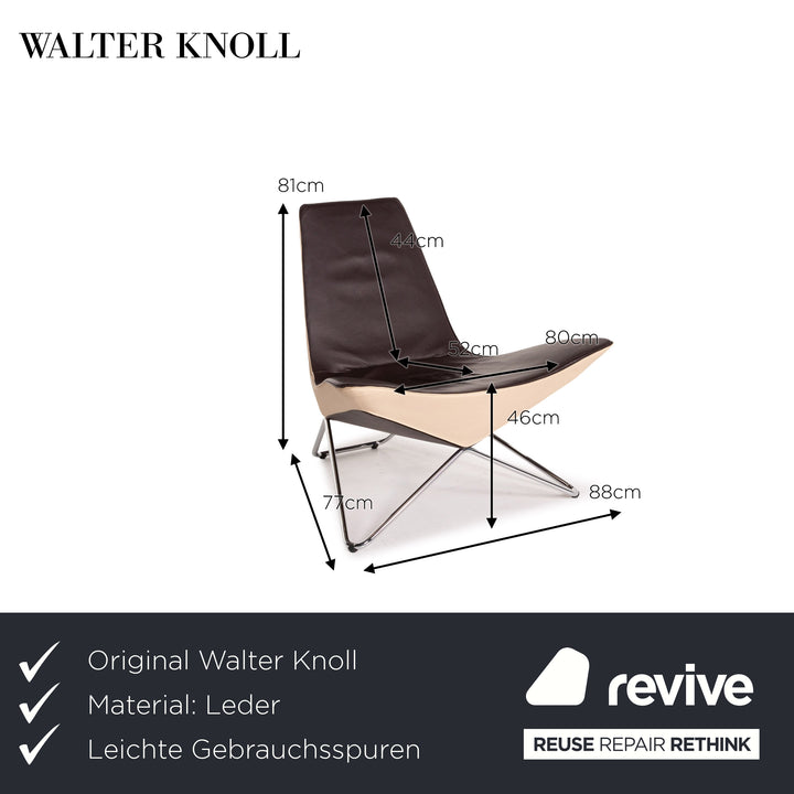 Walter Knoll MYchair leather armchair brown dark brown cream