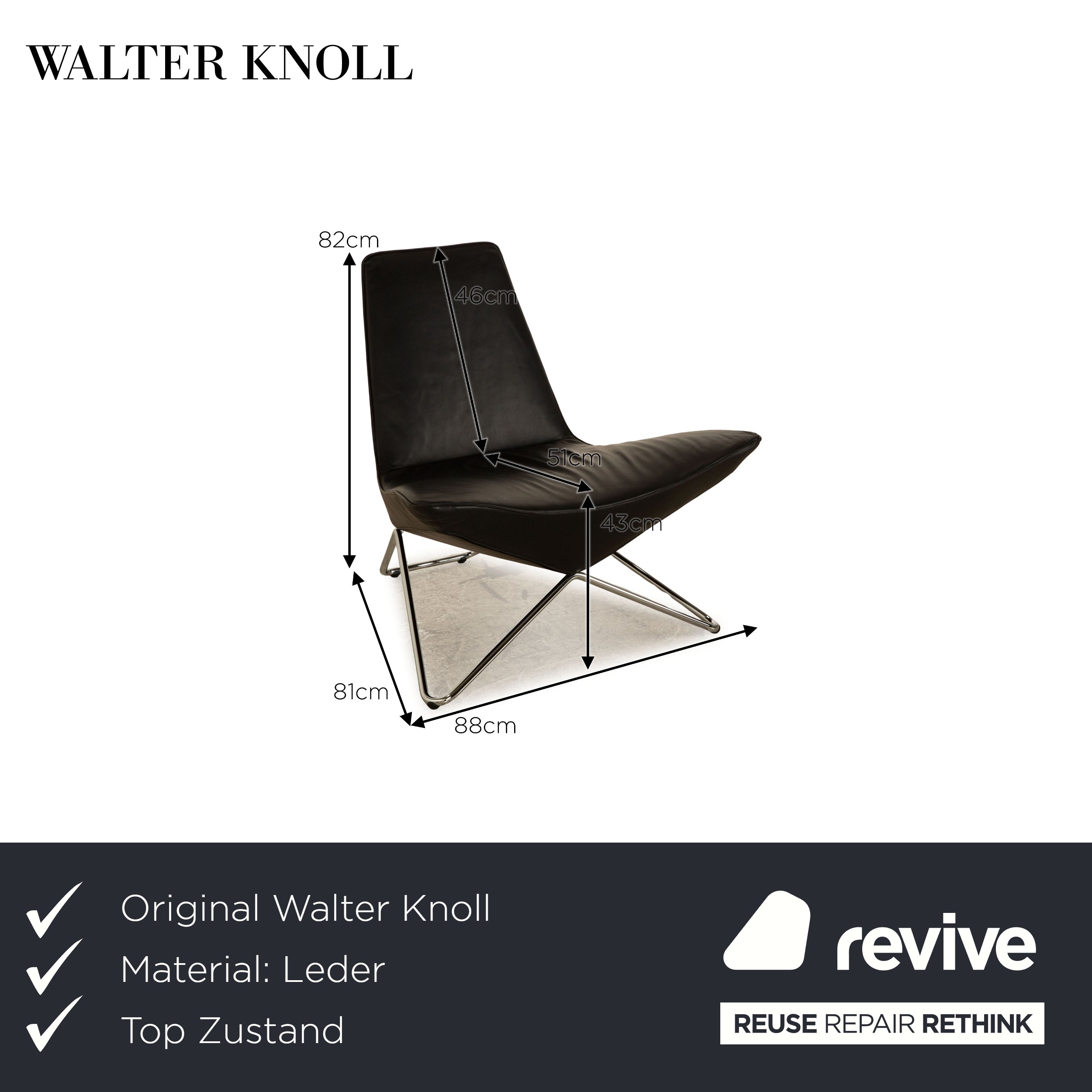 Walter Knoll MyCHAIR Leather Armchair Black Lounge Chair