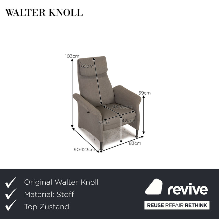 Walter Knoll fabric armchair gray relaxation function