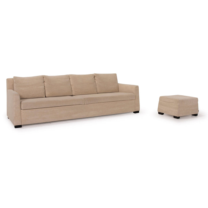 Walter Knoll fabric sofa set cream 1x four-seater 1x stool #15362