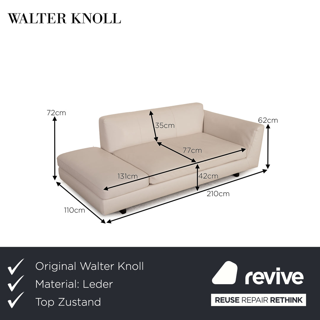 Walter Knoll Tama Living Leder Sofa Hellgrau Zweisitzer Couch
