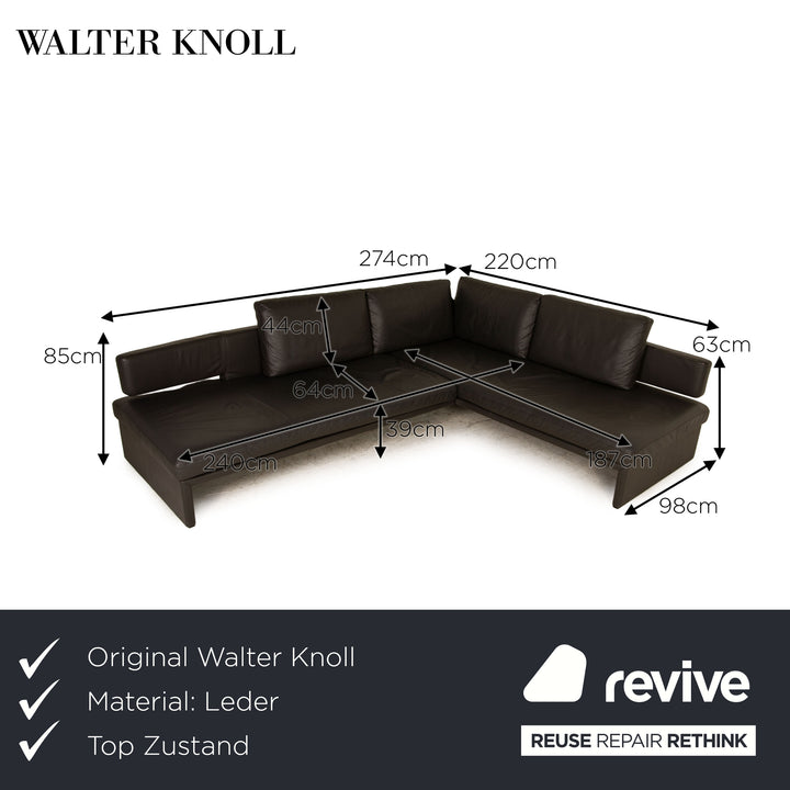 Walter Knoll Together Leather Corner Sofa Dark Gray Sofa Couch Function