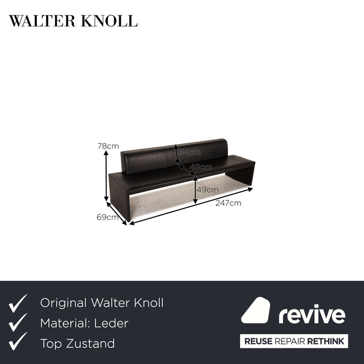 Walter Knoll Together Leather Sofa Black Bench Couch